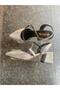 Gray Outer Material Shiny Band Thick and Low Heel Women's Shoes - 3