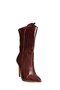 N372677511 Burgundy Crocodile Print Thin Heeled Women's Boots - 6