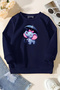 Unisex Navy Blue Children's Crew Neck Sweatshirt – Elephant, Printed Thick Fabric