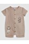 Embroidered Romper with Crew Neck and Short Sleeves