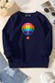 Unisex Navy Blue Children's Crew Neck Sweatshirt – Flying Balloon, Printed Thick Fabric