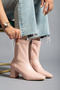 Women's Stretch Ankle Heeled Boots Powder Pink