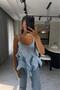 Chiffon Women's Blouse with Flywheel Detail and Strap – Layered Transparent Summer Model - 3
