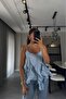 Chiffon Women's Blouse with Flywheel Detail and Strap – Layered Transparent Summer Model
