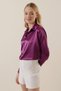 Women's Draped Satin Shirt Purple 1069 - 3