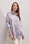 Women's Oversize Satin Shirt Lilac 1070