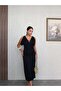 V-Neck Shoulder Buckle Detailed Midi Dress - 2