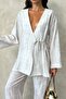 Women's Tie-Up Slit Kimono Pants Set - 3
