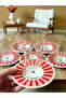 24 Piece Pink Bird Gold Gilded Tea Set for 12 People - 2