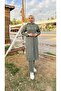 Long Tunic Hooded Double Sports Suit with Side Slits - 03034-1.005 - Khaki - 3