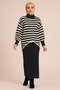 Top Sweater Striped Bottom Dress Knitwear Set – Two Pieces – Modern & Comfortable - 3