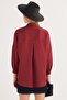 Women's Oversize Relaxed Fit Sports Collar Long Sleeve Basic Plain Burgundy Shirt - 7
