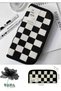Black and White Checkerboard Canvas Pen Holder Large Capacity Editing Bag - 4