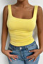 Women's Polyamide Fabric Gatherer Square Neck Crop Thick Strap Body - 4