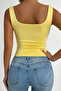 Women's Polyamide Fabric Gatherer Square Neck Crop Thick Strap Body - 3