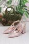 110-425 Satin Glitter Open Back Classic Heeled Women's Shoes - 6