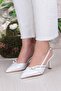 2105 Ceyn Patent Leather Double Buckle Detailed Open Back Heeled Women's Shoes - 2