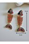 Brand Model Red Baguette Stone Fishbone Earrings Acr5970 - 2