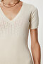 Openwork Flexible Mini Knitwear Dress Lyy0100 Cream - 4