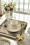 Set of 6 Square Stainless Steel Tray 21X21 cm – Gold Daisy Figured Coffee & Tea Presentation Tray - 5