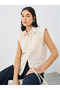 Striped Sleeveless Shirt with Spread Collar