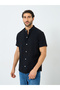Solid Mandarin Collar Button Front Shirt - 3
