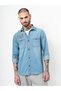 Slogan Print Regular Fit Denim Shirt with Chest Pockets - 2