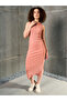 Pink Ribbed Sleeveless Hooded Maxi Dress - 6