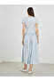 Solid Round Neck A-Line Midi Dress - 5