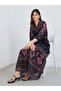 Floral Print Cuffed Sleeves A-Line Maxi Dress - 3