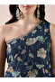 Floral Print One Shoulder Asymmetric Hem A-Line Kurta and Pants Co-Ords - 4
