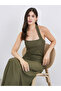 Plain Knit Halter Neck Sheath Maxi Dress