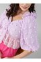 Women Purple Solid Ruffled Crop Top with Knot Front - 5