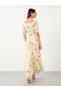 Floral Print Short Sleeves Gathered Detail Maxi Dress - 5