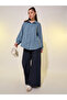 Women Blue Solid Long Sleeve Oversized Shirt - 2