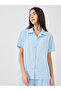 Solid Buttoned Short Sleeve Shirt and Pyjama Set - 2