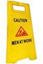 Caution Safety Sign, Men at Work Warning, Yellow A-Frame Floor Stand