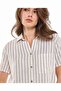 Striped Shirt with Classic Collar and Short Sleeves - 2