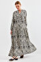 Women's Patterned Hijab Dress Black 1010