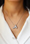Steel Zircon Stone Letter Balloon Necklace-Silver Color - 3