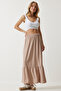 Flounced Summer Midi Skirt Ldd0125 Cream