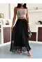 Black Donette Pleated Skirt - 8