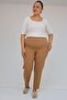 59018 Plus Size Pipe Leg Double Fabric Trousers - Mink - 4