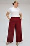 59008 Large Size Double Leg Trousers with Elastic Waist - Claret Red - 4