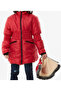 Girl's Red Coat with Elastic Waist and Sleeves - 4