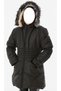 Girl's Black Coat with Elastic Waist and Sleeves - 2