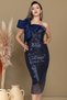 Boncuk Bow Detail Pen Long Dress - Dark Blue - 3