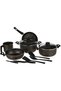 Paris 12 Pieces Lead-Colored Aluminum Cookware Set with Interior and Exterior Starflon Ma - 2