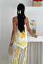 Imported Jessica Fabric Patterned Double Suit Yellow - 3