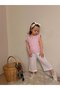 Girl's Bottom Muslin Fabric Top Striped Pink White Set - 3